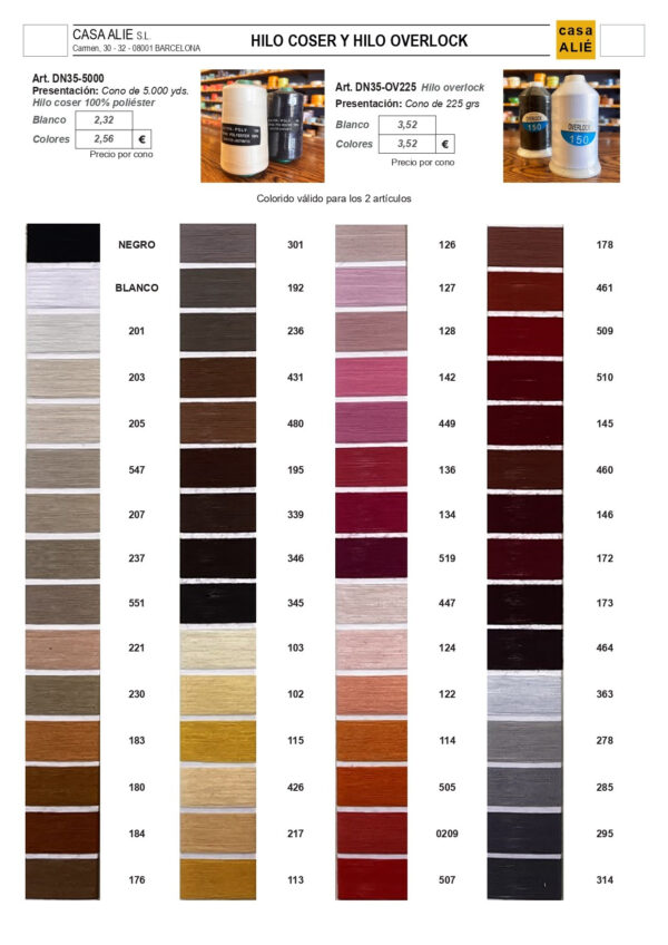 Hilo económico de coser en poliéster – Cono XL | Color Granate 146 - Imagen 2